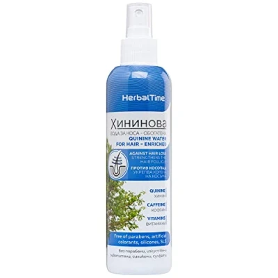 Afbeelding van Herbal Time Kinine Haarwater Behandeling Tegen haaruitval Anti Zonder Sulfaten, Parabenen en Siliconen Levendig Glanzend Haar 200ml