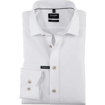 Afbeelding van OLYMP Overhemd M7 Luxor Modern Fit Mouwlengte 7 wit extra lange mouwen effen