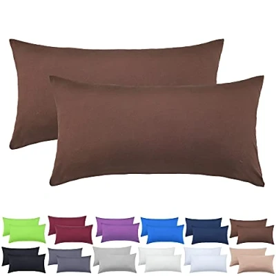 Afbeelding van NatureMark 2 pack jersey kussensloop kussenslopen zijslaper nekkussen vele maten en kleuren OEKO TEX (40 x 60 cm (nekkussen geschikt), chocoladebruin)