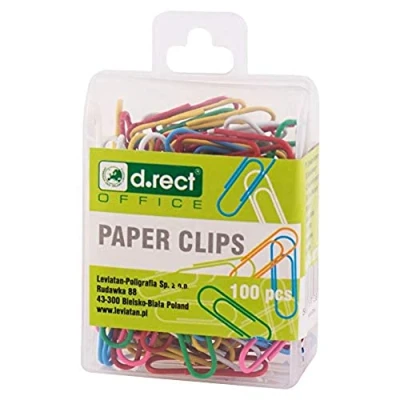 Afbeelding van D.RECT Gekleurde Paperclips 28mm 100 Stuks in Plastic Doosje