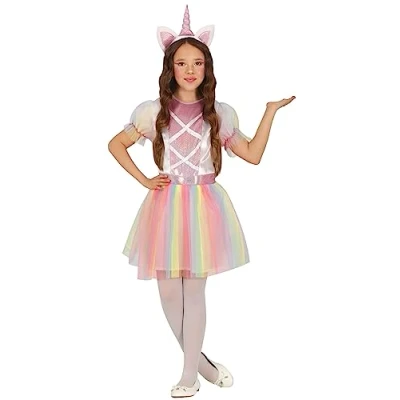 Afbeelding van Guirca Eenhoorn Kostuum Dansen Op De Regenboog Unicorn Meisje Multicolor 7 9 jaar Carnavalskleding Verkleedkleding