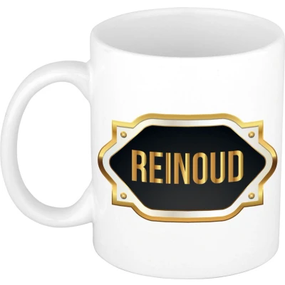 Afbeelding van Reinoud Naam / voornaam kado beker mok met embleem mokken