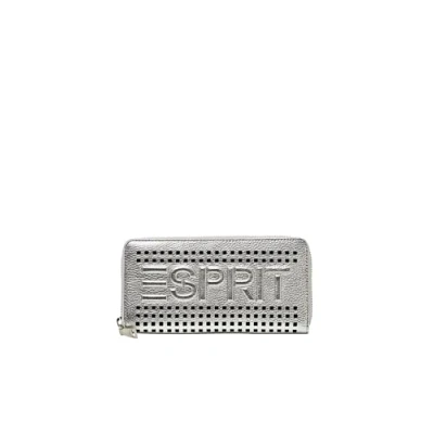 Afbeelding van ESPRIT Leren Portemonnee Aimee Zip Around Wallet Silver Zilverkleurig