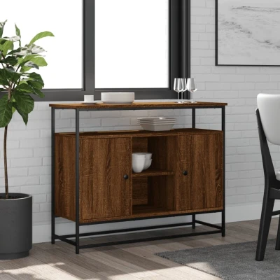 Afbeelding van Dressoir 100x35x80 cm bewerkt hout bruin eikenkleur
