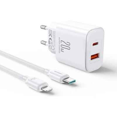 Afbeelding van Joyroom 20W PD+QC Oplader inclusief USB C naar kabel 1 Meter Wit