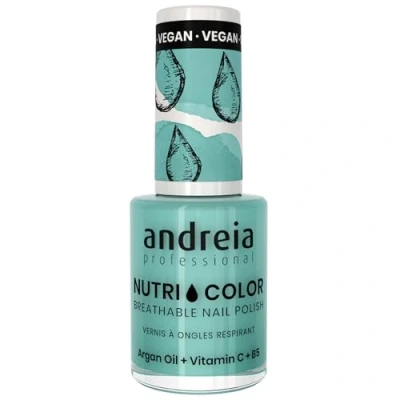 Afbeelding van Andreia Professional NutriColor ademende nagellak veganistisch en dierenproefvrij doe het zelf nail art met langdurige glanzende afwerking 10,5 ml, kleur NC33 Licht turkoois