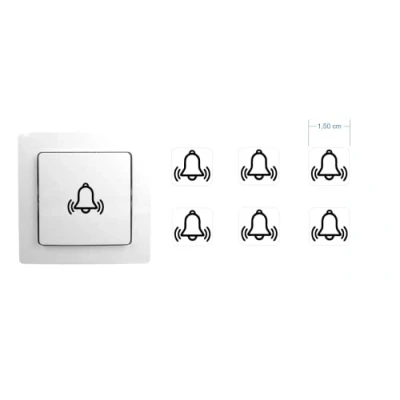 Afbeelding van Klokkenstickerset met 6 stuks stickers bel deurbel alarm (RP1/2) (15mm)