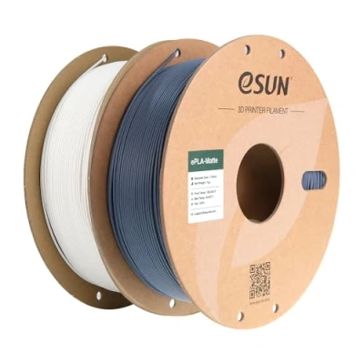 Afbeelding van eSUN Geüpgraded Mat PLA 3D Printer Filament, Filament 1.75mm, Maatnauwkeurigheid +/ 0.02mm, 1kg Spoel (2.2 LBS) Print voor Printers (Crèmewit+Donkergrijs, 2KG)