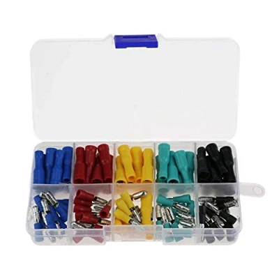 Afbeelding van Bullet Butt Connectors, 100 Stks 22 16 AWG Verschillende Geïsoleerde Vrouwelijke &amp; Mannelijke Wire Crimp Connector Terminals Assortiment Kit