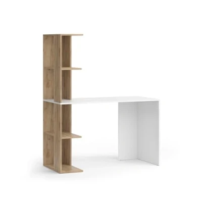 Afbeelding van Vicco Bureau &quot;Tower&quot;, Wit/Sonoma, 122.2 x 55.2 cm met 4 compartimenten