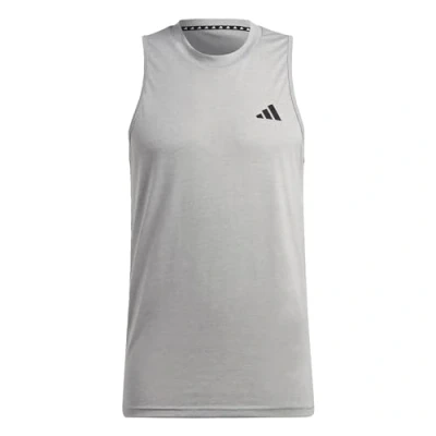 Afbeelding van adidas Heren Train Essentials Feelready Training Sleeveless Tee, Medium Grey Heather/White/Black, S