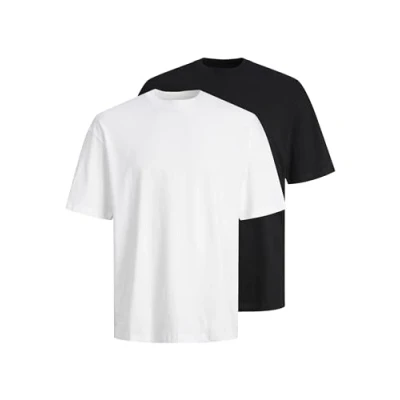 Afbeelding van Jack &amp; Jones Jjebradley TEE 2 PACK Tshirt basic, Heren, Maat: 4XL, White/black