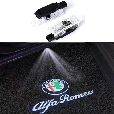 Afbeelding van Duleutgnu 2 stuks autodeurverlichting, welkomstlogo, Ghost Shadow Definition autodecoratie, led instapverlichting, 3D lamp embleem (voor Alfa)