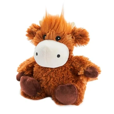 Afbeelding van Warmies Highland Cow Tarwezak Magnetron , verzwaarde teddybeer voor angst en ontspanning, licht geparfumeerd met Franse lavendel, warm of koud pluchen knuffeltje, juniorformaat