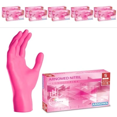 Afbeelding van ARNOMED wegwerphandschoenen roze, nitril handschoenen S, met 1000 stuks, poedervrij. Latexvrije rubber handschoenen, verkrijgbaar in XS, M, L &amp; XL