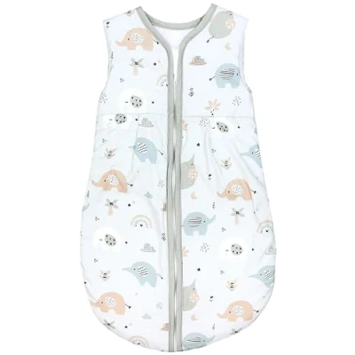 Afbeelding van TupTam Babyslaapzak met Rits Gewatteerd Zonder Mouwen 2,5 Tog, Olifant Blauw Beige Groen, 104 110