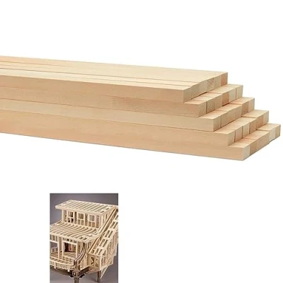Afbeelding van TSKDKIT 30 stuks houten vierkante deuvelstaven voor doe het zelf (25 x 0,5 cm)