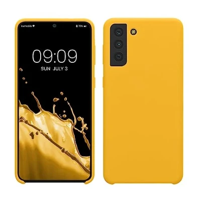 Afbeelding van kwmobile telefoonhoesje geschikt voor Samsung Galaxy S21 Plus Hoesje met siliconen coating Smartphone case in stralend geel