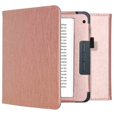 Afbeelding van Kobo Libra 2 Hoes: iMoshion Vegan Leather Bookcase Rosé Goud Kunstleder E Reader Hoezen