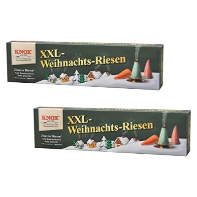 Afbeelding van KNOX Rookkaarsen, XXL kerstreuzen, zweter reuzen, inclusief glimmschaal, Made in Germany, verpakking van 2 stuks