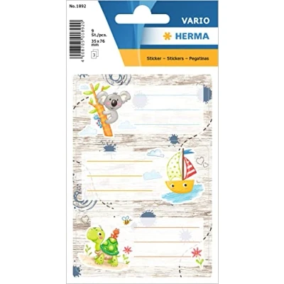 Afbeelding van HERMA 1892 Boeketiketten om op zandbak te schrijven, 9 stuks, 76 x 35 mm, zelfklevende gevoerde boekstickers voor school, kinderen, meisjes, jongens, veelkleurige boeklabels, stickers, kleurrijk