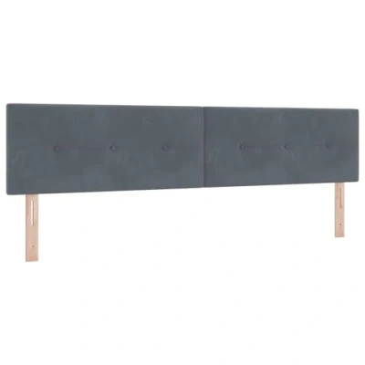 Afbeelding van vidaXL Hoofdbord Set van 2 Donkergrijs Stof en hout 100 x 40 7 cm