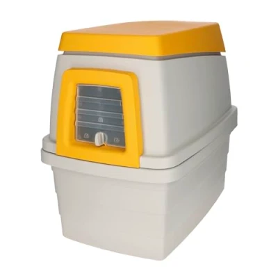 Afbeelding van Kerbl Pet Bunny Base bakset, weerbestendig outdoor konijnenhuis met 2 etages, hol, 4 weg deur, hooilp, voederdispenser, waterdispenser, als transportbox te gebruiken