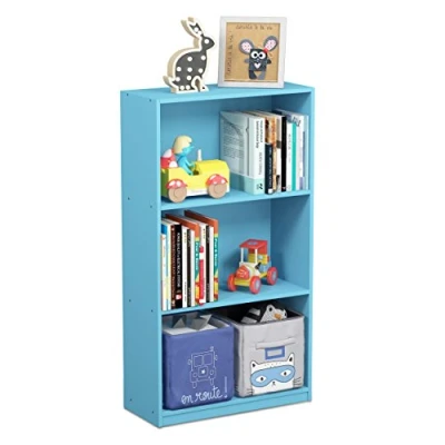 Afbeelding van Furinno Basic boekenkast met 3 vakken, opbergrek, hout, lichtblauw, 23,5 x 55,25 100,33 cm