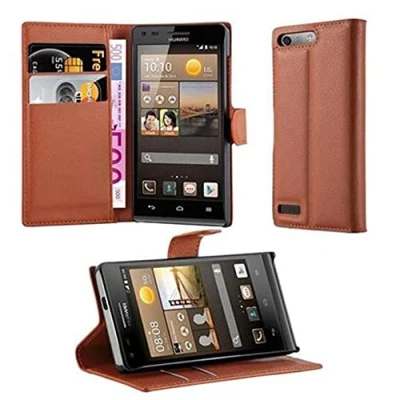 Afbeelding van Cadorabo Hoesje geschikt voor Huawei ASCEND G6 in CHOCOLADE BRUIN Beschermhoes Cover magnetische sluiting Case