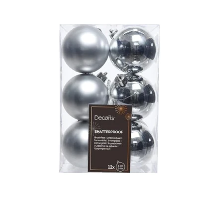 Afbeelding van Kerstballen Ø 6 cm 12 stuks (Zilver)