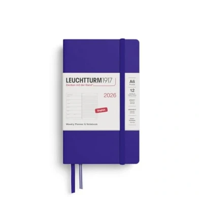 Afbeelding van Leuchtturm1917 A6 Pocket Weekly Planner &amp; Notebook 2026 hardcover Ink Zakagenda 9x15cm
