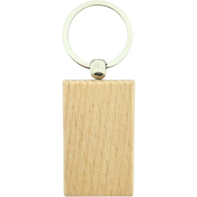Afbeelding van CombiCraft Blanco houten sleutelhanger rechthoek 51x32mm per 1 stuk