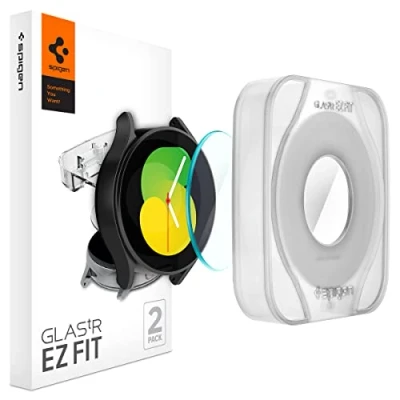 Afbeelding van 2 Pc Pack Screenprotectors Samsung Galaxy Watch 44 mm: Spigen EZ Fit GLAS.tR met applicator voor smartwatch