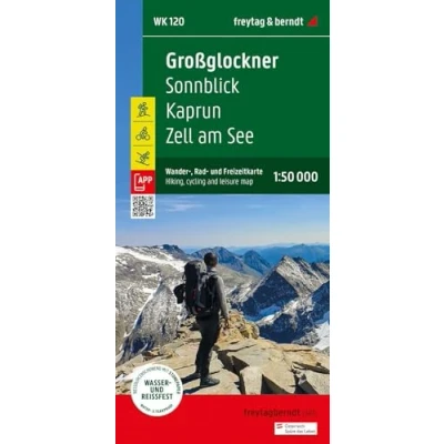 Afbeelding van Großglockner, Wander , Rad und Freizeitkarte 1:50.000, freytag &amp; berndt, WK 120: Sonnblick Kaprun Zell am See, mit Infoguide, GPX Tracks, wasserfest reißfest