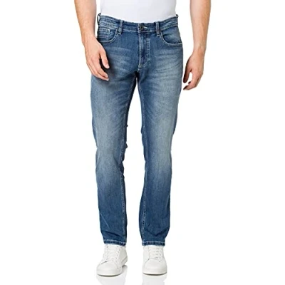 Afbeelding van Camel Active Jeans Heren Broek 5 pocket model wijde fit blauw effen