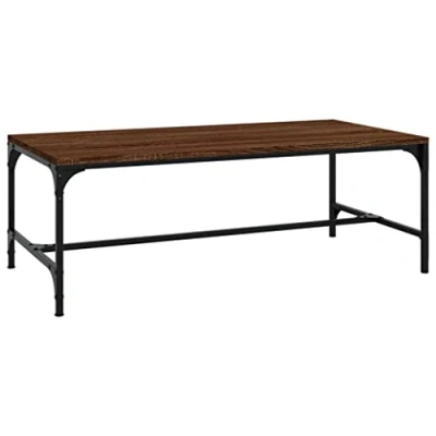 Afbeelding van vidaXL Salontafel 100x50x35 cm bewerkt hout bruin eikenkleur, tafel, bijzet salon bijzettafel, koffietafel, koffie tafels