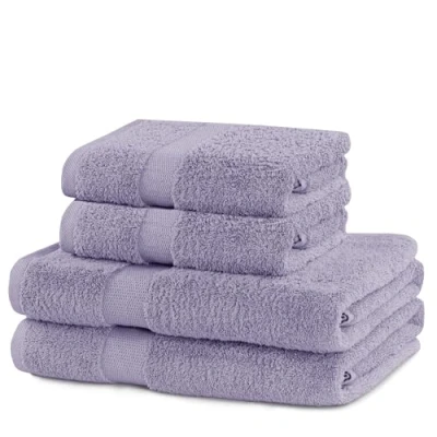 Afbeelding van DecoKing Marina, set van 4 katoenen kwaliteit, 525 g/m², 2 handdoeken 50 x 100 cm en badhanddoeken 70 140 cm, paars, absorberend