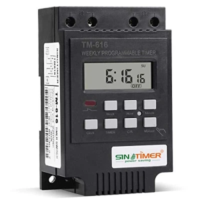 Afbeelding van TM616 programmeerbare digitale timer, stopcontact met lcd display voor verlichting, 24 uur/7 dagen per week, programmeerbaar (zwart, 12V)