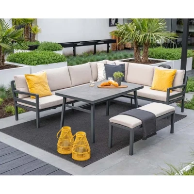 Afbeelding van Corsica lounge diningset 4 dlg rechts carbon black desert sand