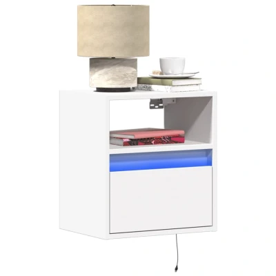 Afbeelding van Tv wandmeubel met LED verlichting 41x31x45 cm wit