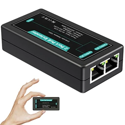 Afbeelding van VIMIN 2 poorts Gigabit PoE extender, 1 in uitgangen repeater, ondersteuning IEEE802.3af/at met 1000 Mbps, extra uitbreiding van 100 m vermogen en gegevensoverdracht