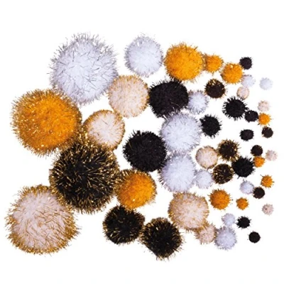 Afbeelding van Rayher Metallic Pompons, Zwart Goud