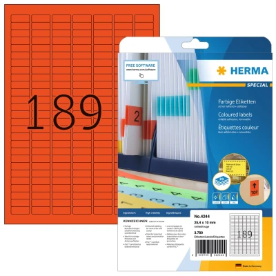 Afbeelding van HERMA Etiketten rood 25.4x10 A4 3780 st.