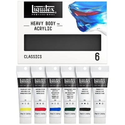 Afbeelding van LIQUITEX 3699311 Heavy Body acrylverf, 6 acrylverf van kunstenaarskwaliteit, klassieke set