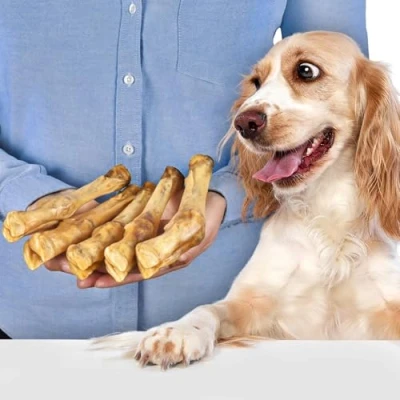Afbeelding van Lamspoten voor honden, 5 stuks (400 g), natuurlijke kauwsnack van 100% lam, lang kauwplezier en tandverzorging, zonder toevoegingen