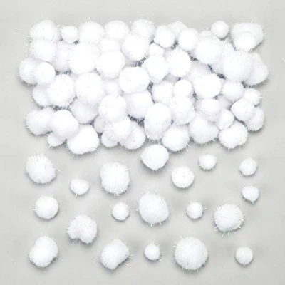 Afbeelding van Baker Ross Glitter Snowball Pom Poms Value Pack — Ideaal voor Kids&#039; Arts and Crafts, Kerstmis, Cadeaus,Keepsakes en meer (Pack of 100)