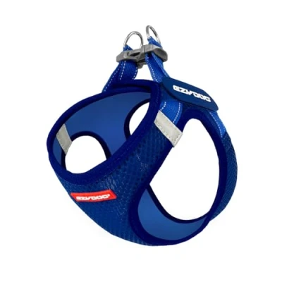 Afbeelding van EzyDog Hondenharnas kleine hond FORMFIT Lichtgewicht en verstelbaar hondentuig van ademend 3D mesh met reflecterende details metalen D ringen Voor puppy’s honden (S, Blauw)