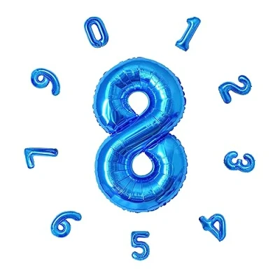 Afbeelding van Digitale Ballon 101 CM, Helium Nummer Verjaardagsballonnen, Gigantische Folieballon, Folieballon voor Verjaardagsfeest, Nieuwjaarsdecoratie, Verjaardagsdecoratie, Bedrijfsviering (Blauw #8)