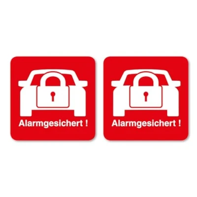 Afbeelding van iSecur®, 2 stuks stickers, alarmbeveiligd, 30 x mm, hin_068, zelfklevende binnenzijde voor ramen, huis, auto, vrachtwagen, bouwmachines