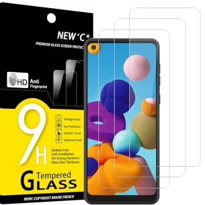 Afbeelding van NEW&#039;C 3 Stuks, Screen Protector voor Samsung Galaxy A21, Gehard Glass Schermbeschermer Film 0.33 mm ultra transparant, resistent
